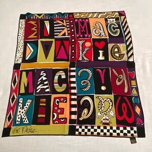 Bob Mackie Wearable Art Silk Signed Scarf 33”x34”